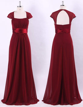 Color=Burgundy | Sleeveless Floor Length Evening Dress With Empire Waist-Burgundy 7