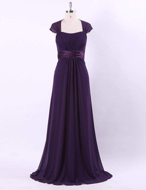 Color=Dark Purple | Sleeveless Floor Length Evening Dress With Empire Waist-Dark Purple 7