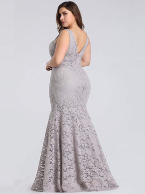 Color=Grey | Sexy Fitted Lace Mermaid Style Evening Gown-Grey 9