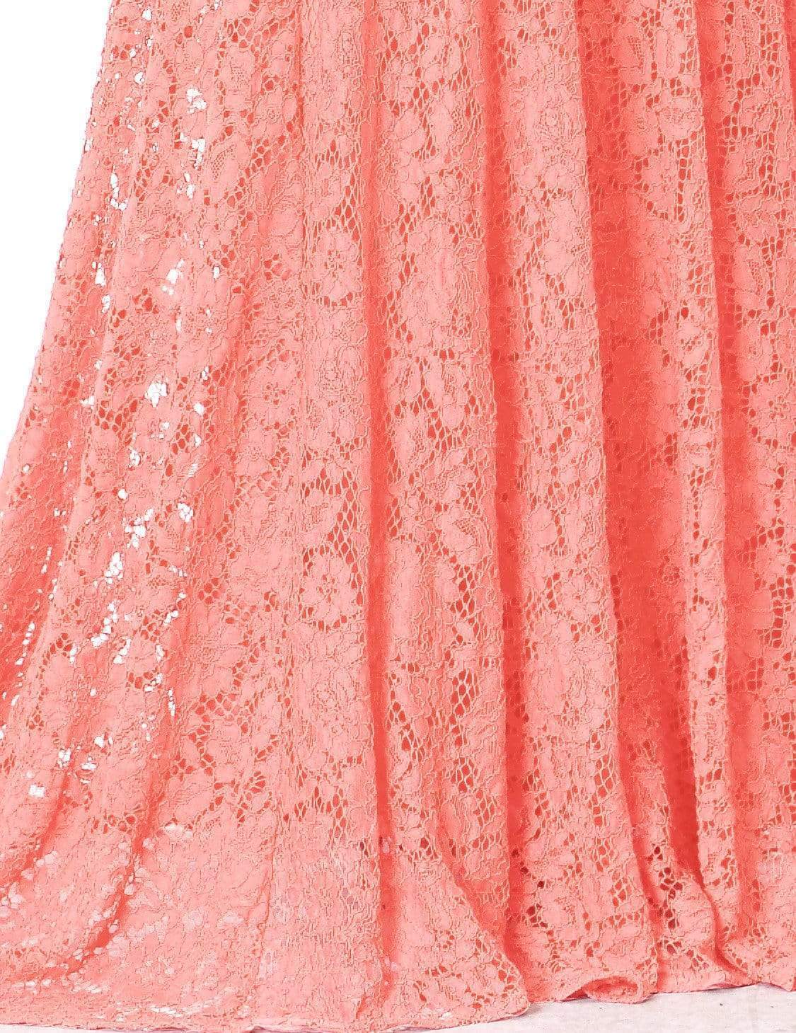 Color=Peach | Sexy Fitted Lace Mermaid Style Evening Gown-Peach 6