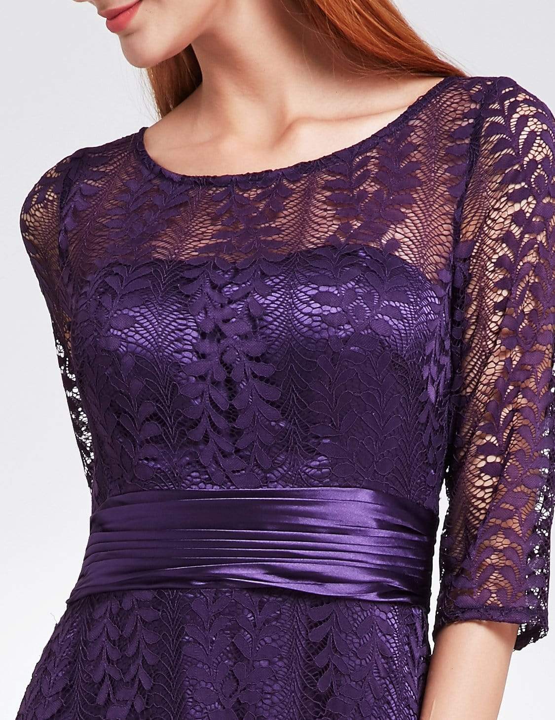 Color=Dark Purple | Long Sleeve Lace Formal Mother Of The Bride Dress-Dark Purple 5