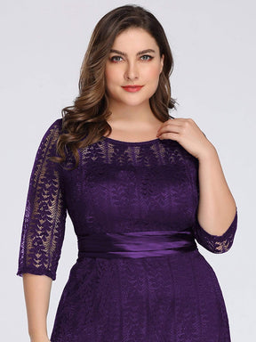 Color=Dark Purple | Plus Size Long Sleeve Lace Formal Mother Of The Bride Dress-Dark Purple 5
