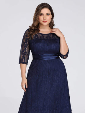 Color=Navy Blue | Long Sleeve Lace Formal Mother Of The Bride Dress-Navy Blue 5