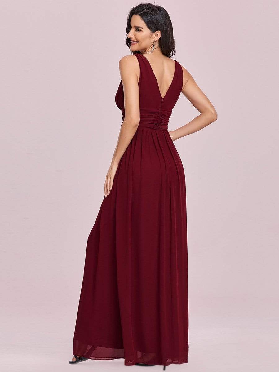 Sleeveless V-Neck Semi-Formal Chiffon Maxi Dress