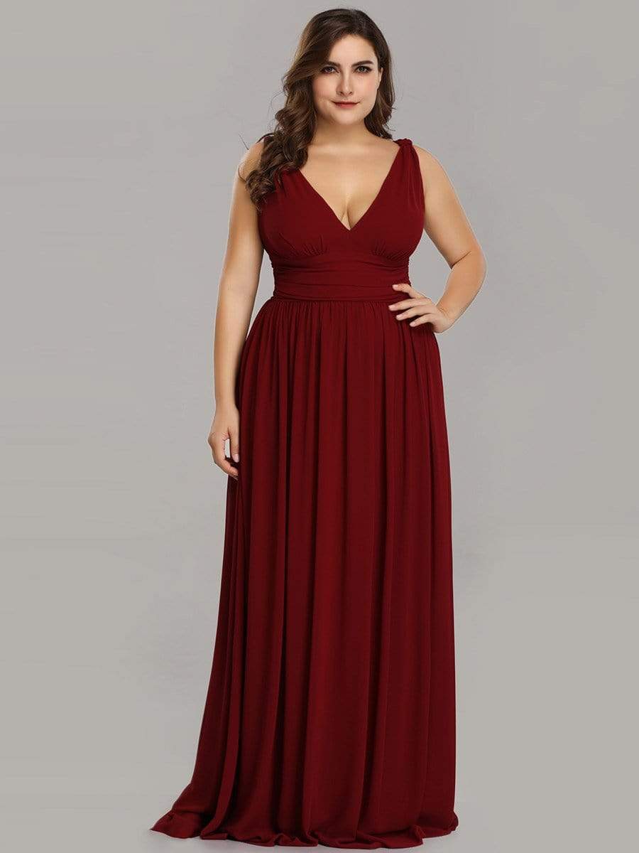 Sleeveless V-Neck Semi-Formal Chiffon Maxi Dress