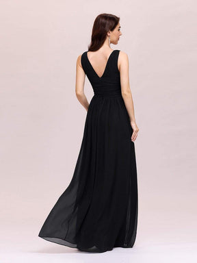 COLOR=Black | Sleeveless V-Neck Semi-Formal Chiffon Maxi Dress-Black 2