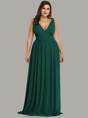 COLOR=Dark Green | Sleeveless V-Neck Semi-Formal Chiffon Maxi Dress-Dark Green 6