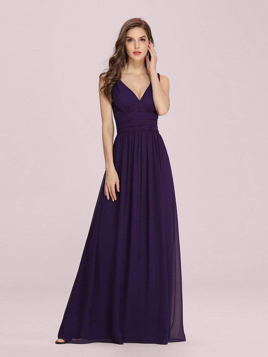 Sleeveless V-Neck Semi-Formal Chiffon Maxi Dress