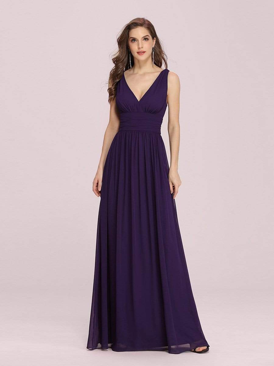 Sleeveless V-Neck Semi-Formal Chiffon Maxi Dress