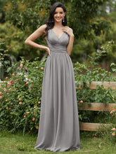 Grey Sleeveless V-Neck Semi-Formal Chiffon Maxi Dress for Dresses #color_Grey