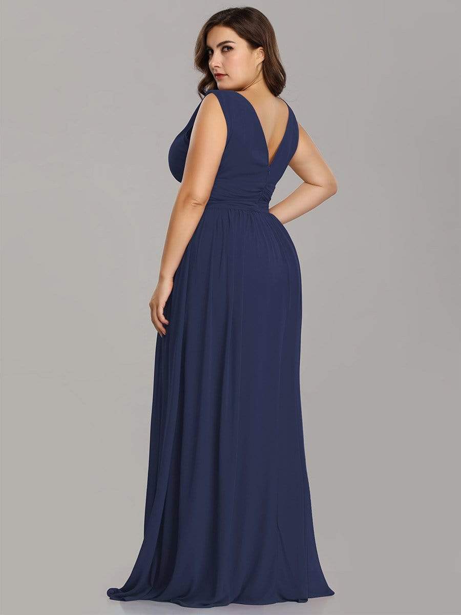 Sleeveless V-Neck Semi-Formal Chiffon Maxi Dress