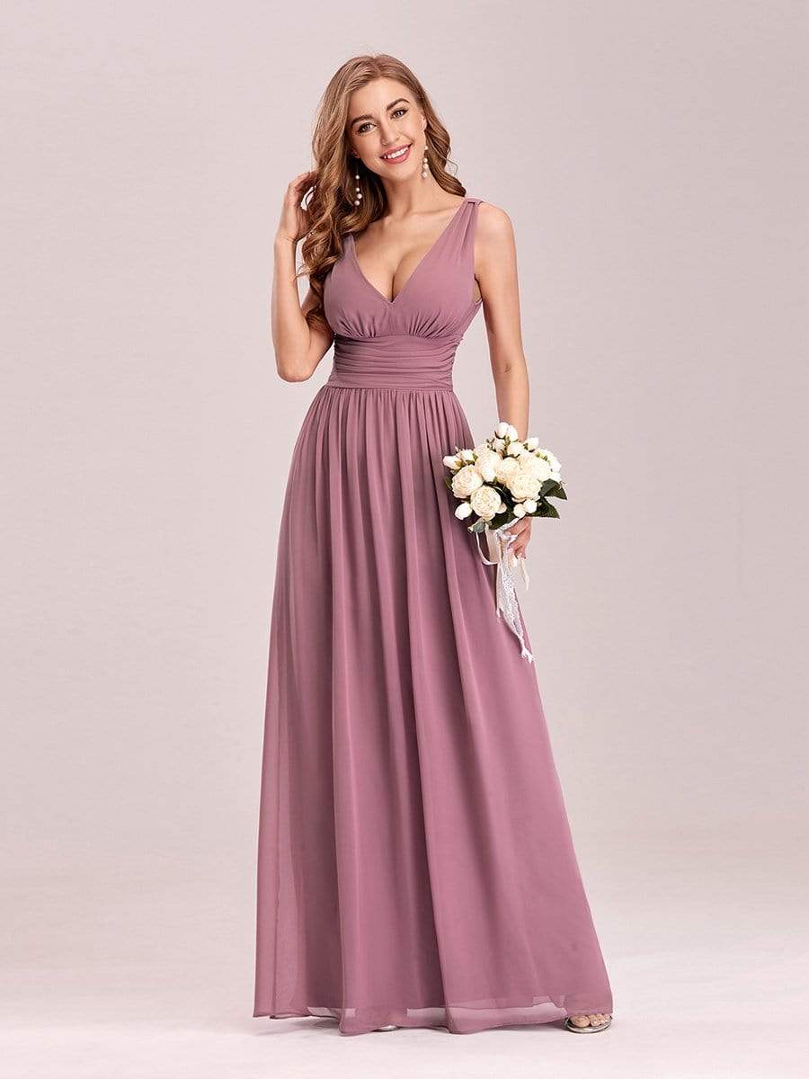 Sleeveless V-Neck Semi-Formal Chiffon Maxi Dress