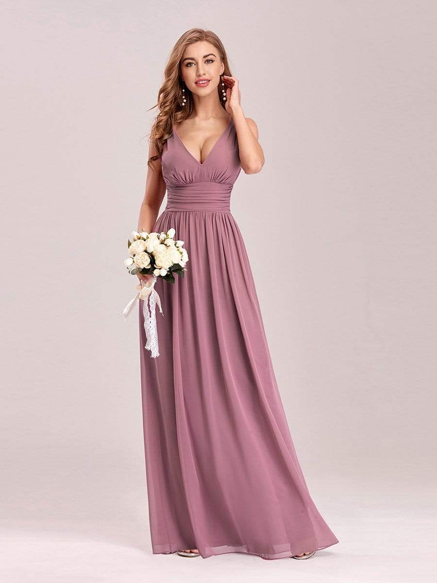 Sleeveless V-Neck Semi-Formal Chiffon Maxi Dress