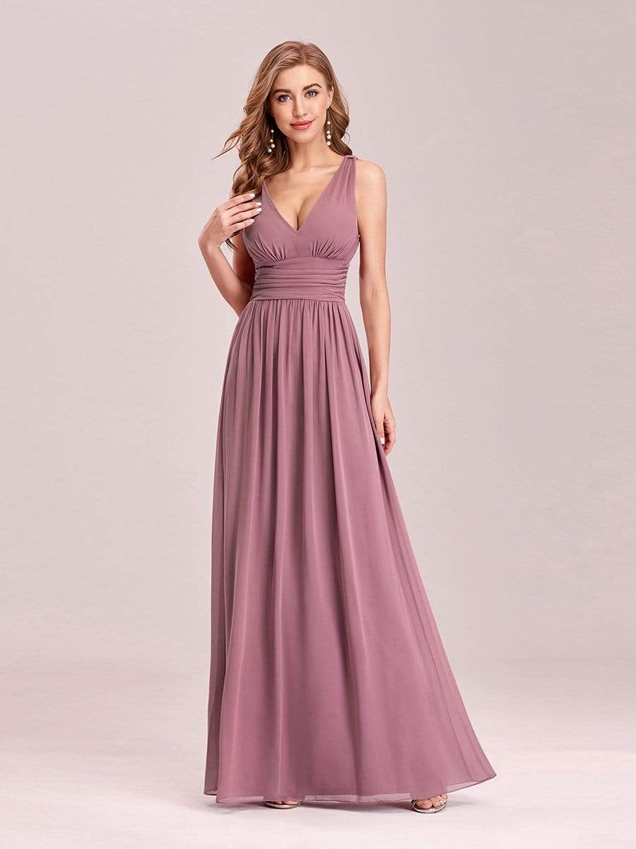 Sleeveless V-Neck Semi-Formal Chiffon Maxi Dress