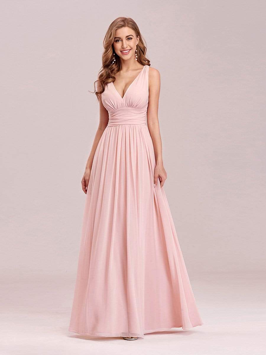 Sleeveless V-Neck Semi-Formal Chiffon Maxi Dress