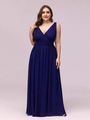 COLOR=Royal Blue | Sleeveless V-Neck Semi-Formal Chiffon Maxi Dress-Royal Blue 4