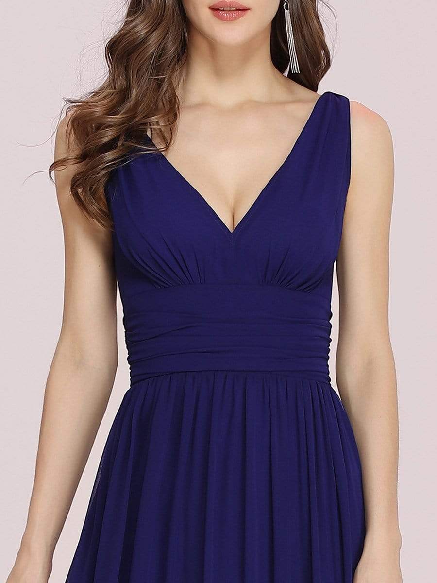 COLOR=Royal Blue | Sleeveless V-Neck Semi-Formal Chiffon Maxi Dress-Royal Blue 5