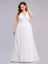 Color=White | Plus Size Sleeveless V-Neck Semi-Formal Chiffon Maxi Dress-White 1