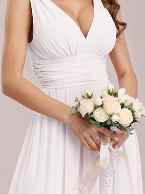 COLOR=White | Sleeveless V-Neck Semi-Formal Chiffon Maxi Dress-White 7