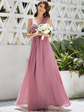 COLOR=Purple Orchid | Chiffon One Shoulder Long Bridesmaid Dress-Purple Orchid 1