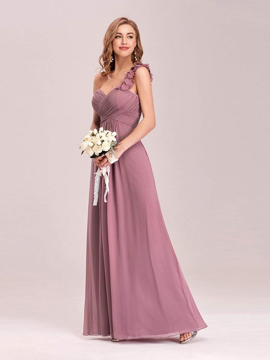 Chiffon One Shoulder Maxi Long Bridesmaid Dresses for Women