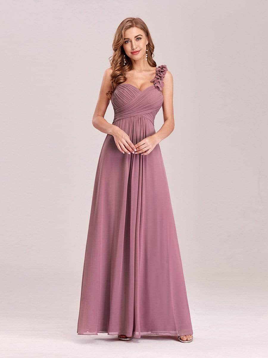 COLOR=Purple Orchid | Chiffon One Shoulder Long Bridesmaid Dress-Purple Orchid 5