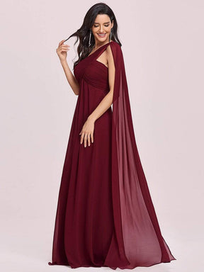 COLOR=Burgundy | One Shoulder Evening Dress-Burgundy 3