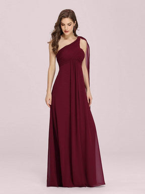 COLOR=Burgundy | One Shoulder Evening Dress-Burgundy 5
