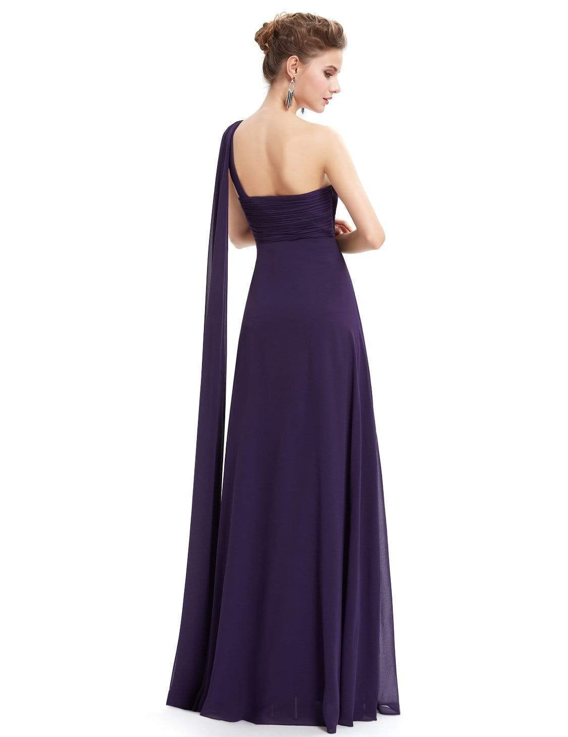 Color=Dark Purple | One Shoulder Evening Dress-Dark Purple 2