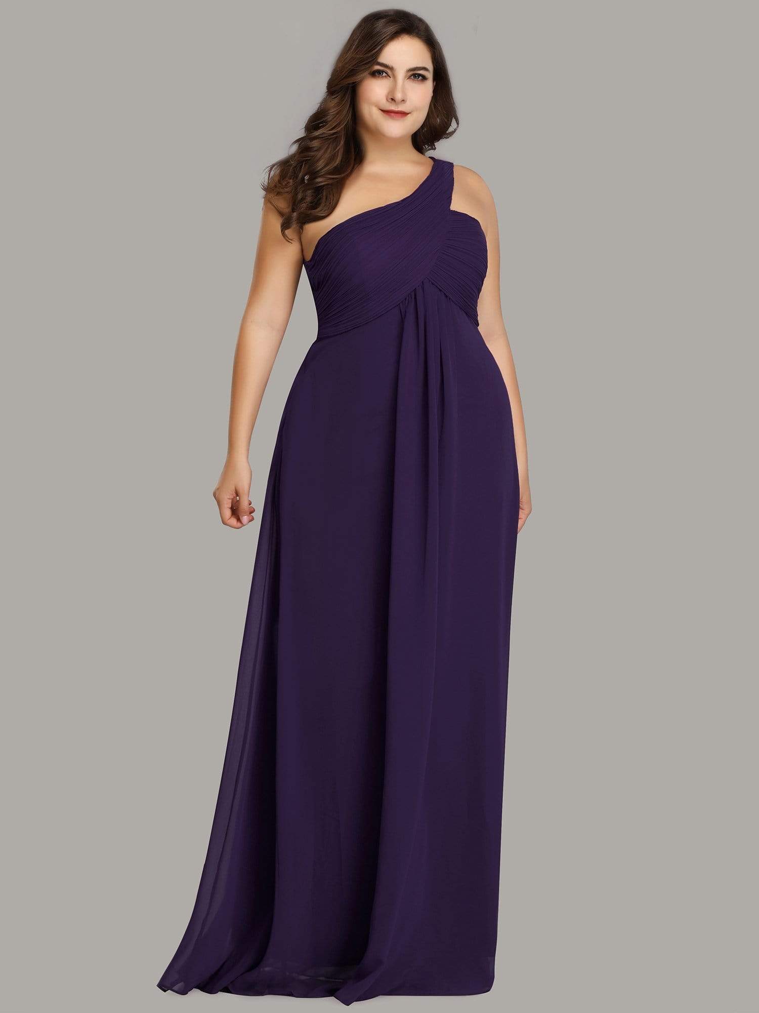 Color=Dark Purple | One Shoulder Evening Dress-Dark Purple 6