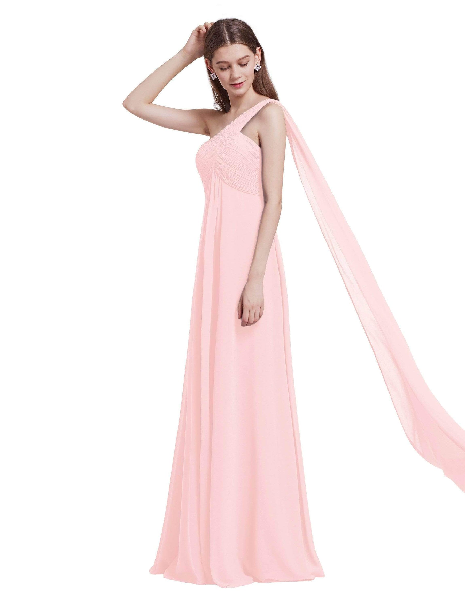 Color=Pink | One Shoulder Evening Dress-Pink 8