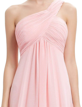 Color=Pink | One Shoulder Evening Dress-Pink 9