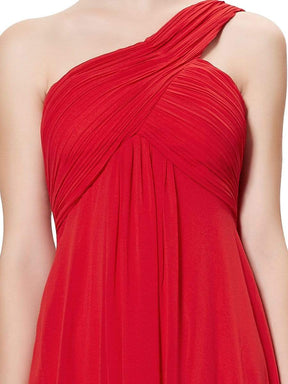 Color=Red | One Shoulder Evening Dress-Red 3