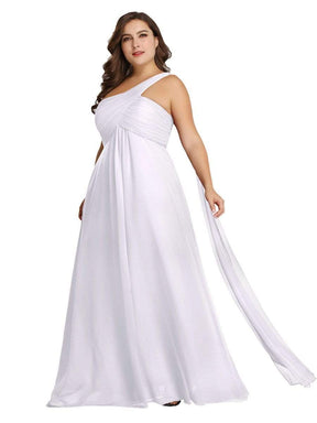 Color=White | One Shoulder Evening Dress-White 7