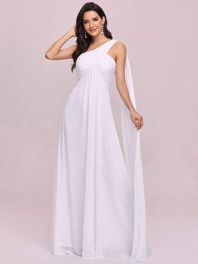Color=White | One Shoulder Evening Dress-White 1