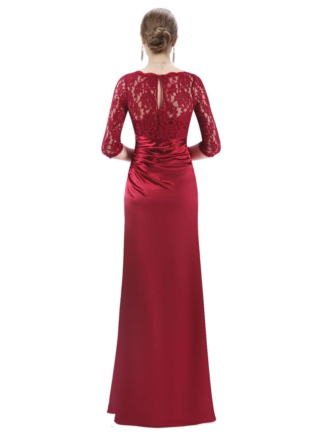 Color=Burgundy | Lace Long Sleeve Formal Evening Dress-Burgundy 3