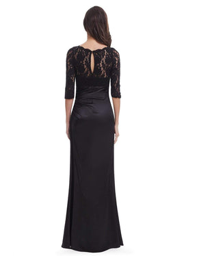 Color=Black | Lace Long Sleeve Formal Evening Dress-Black 2