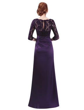Color=Dark Purple | Lace Long Sleeve Formal Evening Dress-Dark Purple 3