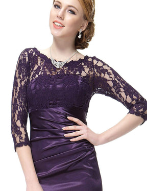 Color=Dark Purple | Lace Long Sleeve Formal Evening Dress-Dark Purple 5