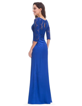 Color=Sapphire Blue | Lace Long Sleeve Formal Evening Dress-Sapphire Blue 3