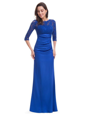 Color=Sapphire Blue | Lace Long Sleeve Formal Evening Dress-Sapphire Blue 4