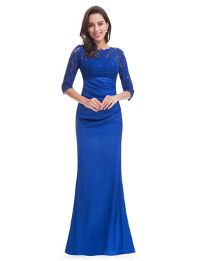 Color=Sapphire Blue | Lace Long Sleeve Formal Evening Dress-Sapphire Blue 5