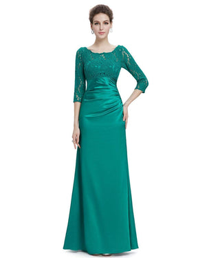 Color=Turquoise | Lace Long Sleeve Formal Evening Dress-Turquoise 4