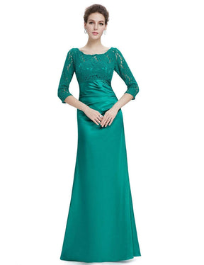 Color=Turquoise | Lace Long Sleeve Formal Evening Dress-Turquoise 5