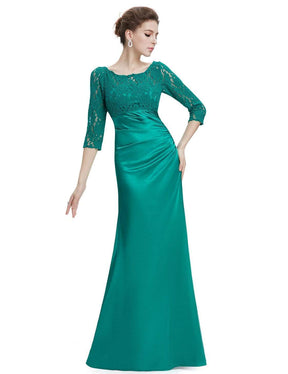 Color=Turquoise | Lace Long Sleeve Formal Evening Dress-Turquoise 1