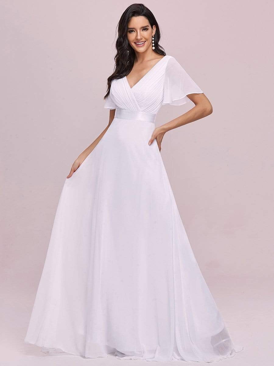 Handmade Pleated Bodice Casual White Beach Wedding Dress Ever Pretty AU