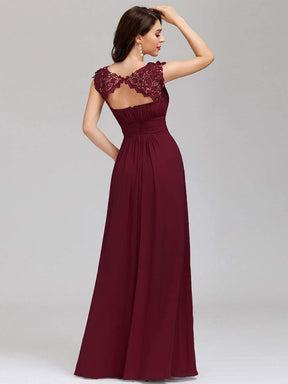 COLOR=Burgundy | Maxi Long Lace Cap Sleeve Elegant Evening Gowns-Burgundy 2