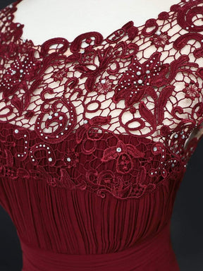 COLOR=Burgundy | Maxi Long Lace Cap Sleeve Elegant Evening Gowns-Burgundy 4