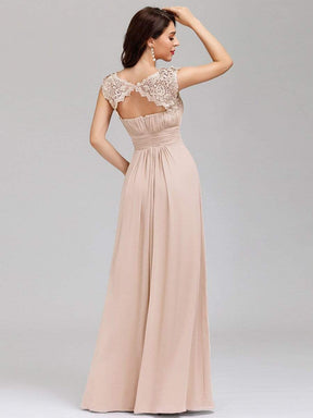 COLOR=Blush | Maxi Long Lace Cap Sleeve Elegant Evening Gowns-Blush 6
