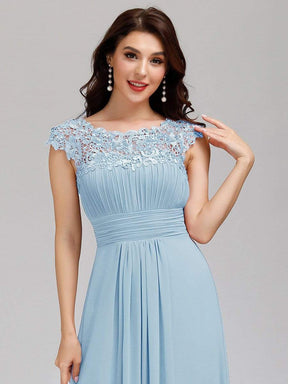 COLOR=Sky Blue | Maxi Long Lace Cap Sleeve Elegant Evening Gowns-Sky Blue 5